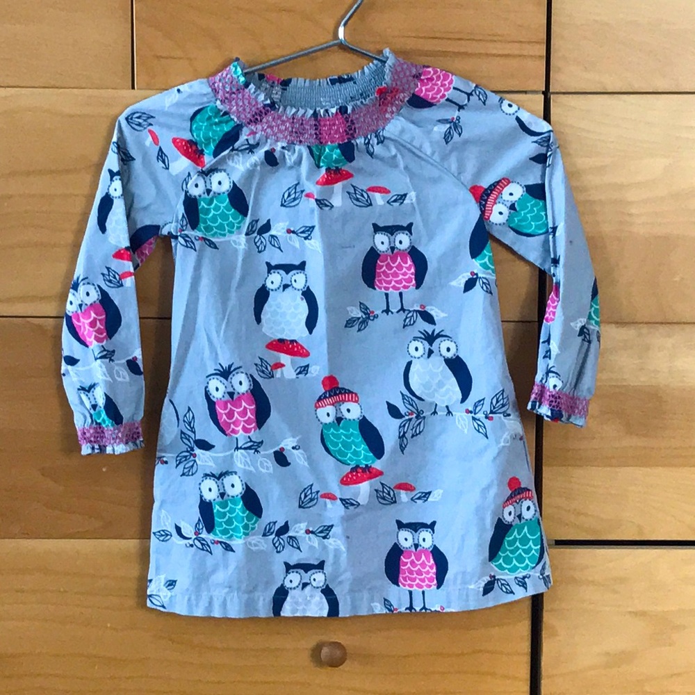 Mini Boden owl dress, 4/5 yr
